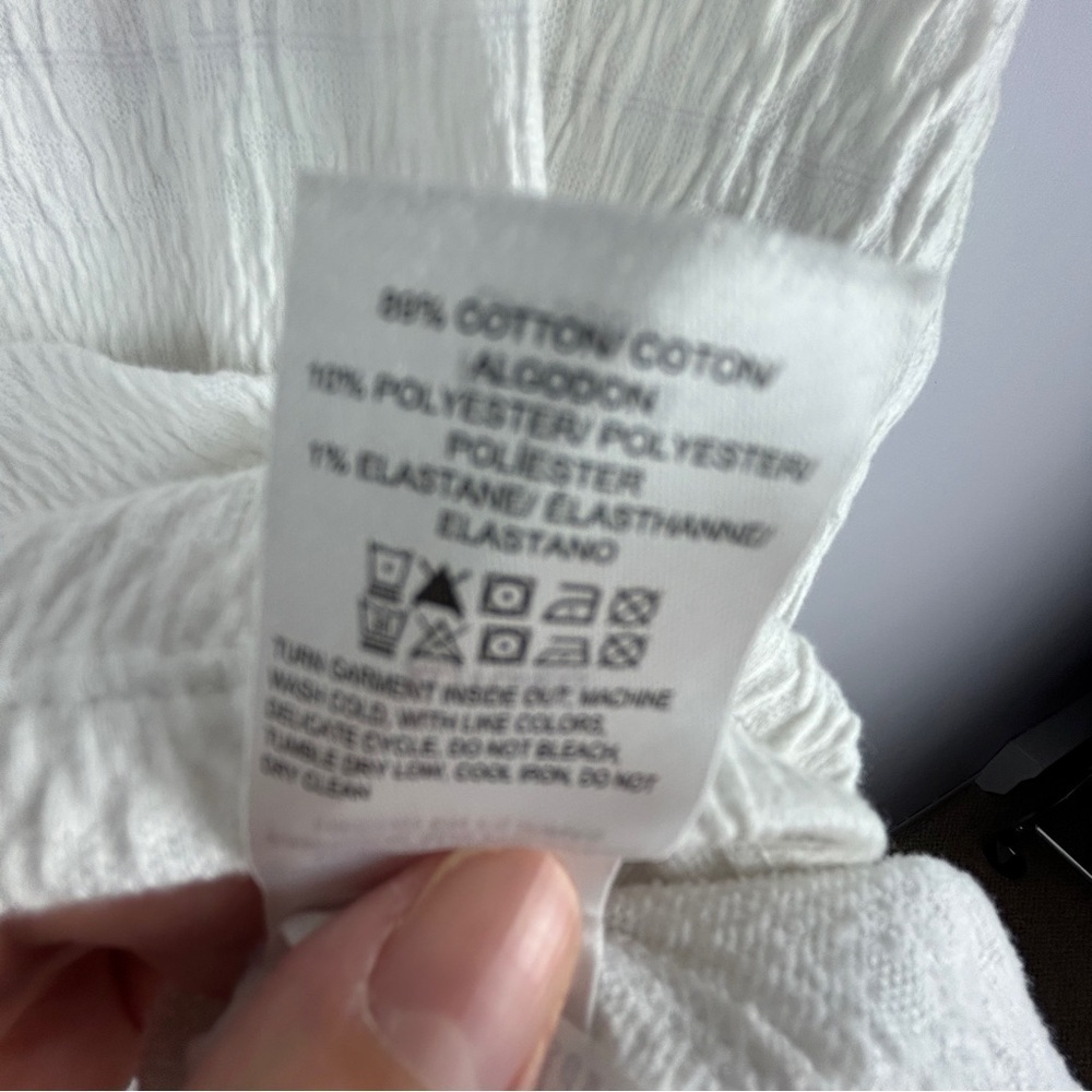 Lucky Brand Cotton Blend Square Neck Short Sleeve Top XL White - Picture 10 of 11